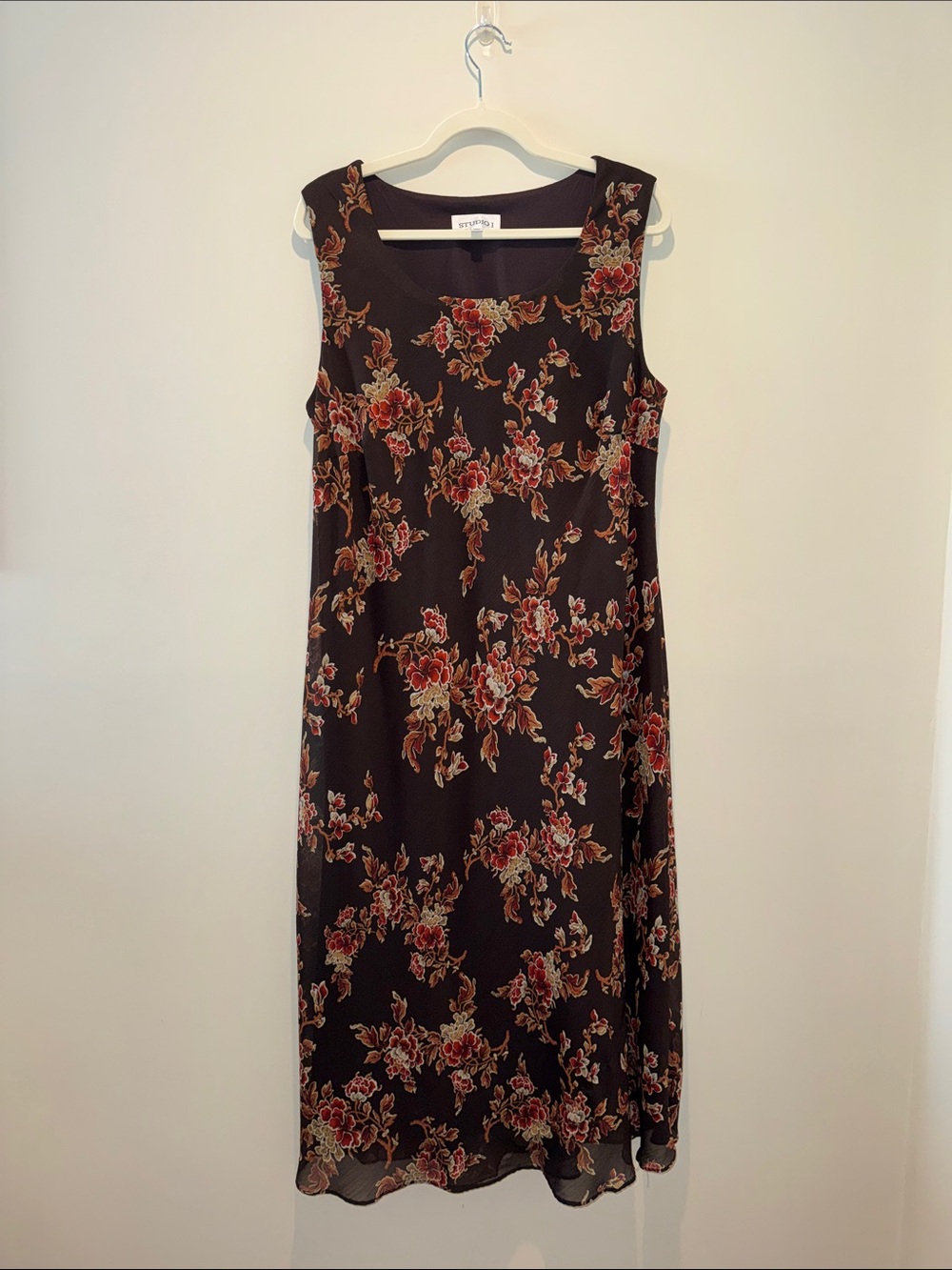 Vintage Floral Sleeveless Midi Dress - Studio I sz 14W (Fall Vibes)